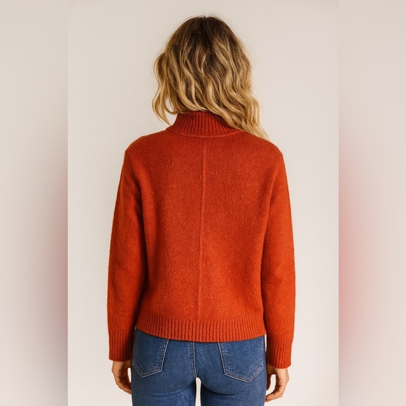 Marled Reunited Clothing Burnt Orange Mock Neck Sweater Small - Picture 2 of 8
